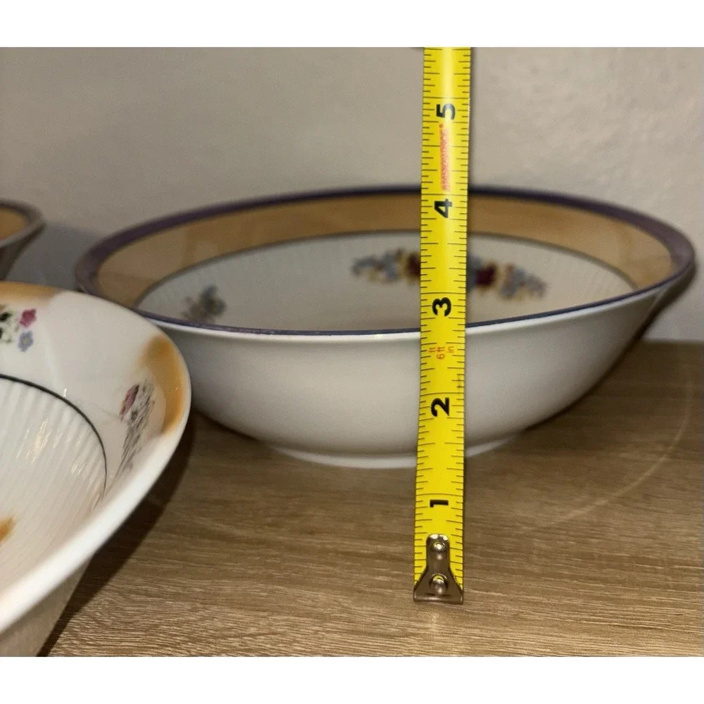 Vintage Bavarian Porcelain Floral Serving Bowls Set of 3 (Lusterware) Antique